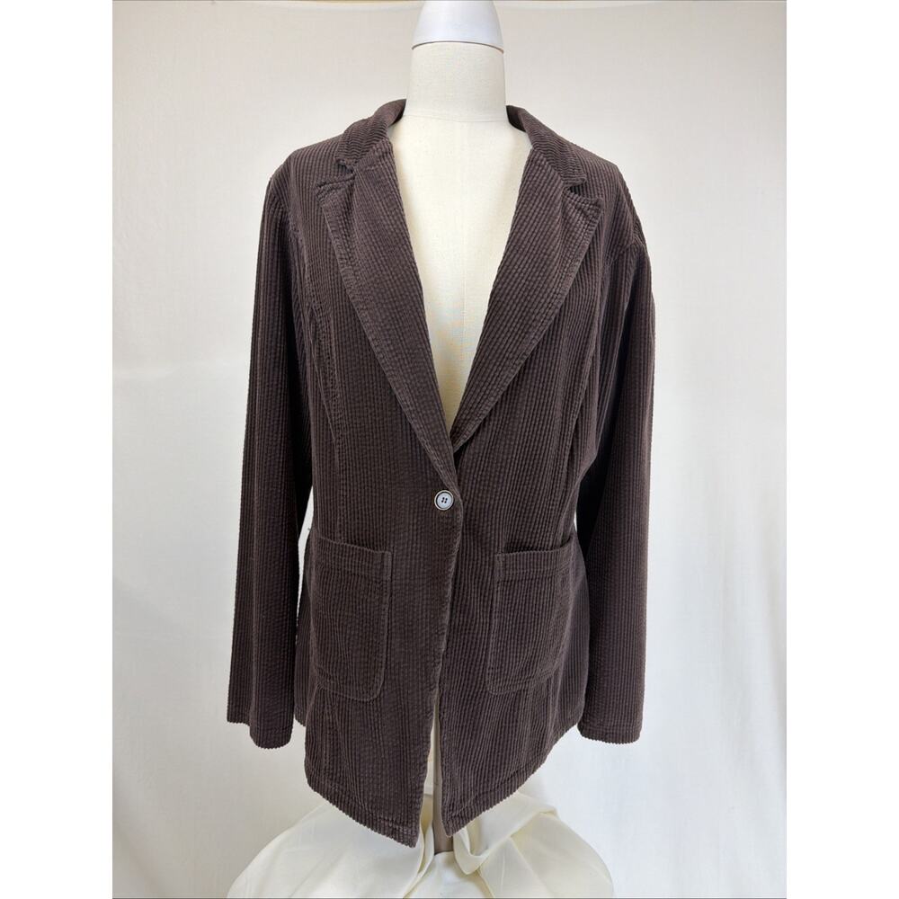 NWT XCVI Brown Corduroy Midi Length Blazer Jacket XL #0712